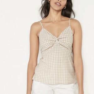 Old Navy Beige Gingham Twist Front Cami